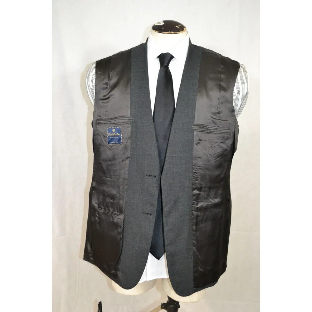 Brooks Brothers Brooksease Wool Blazer Dark Charcoal Gray Sport Coat Sz 44R USA‎